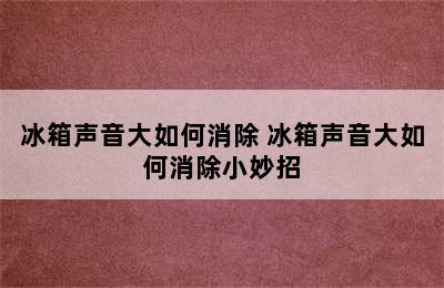 冰箱声音大如何消除 冰箱声音大如何消除小妙招